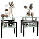 Glass End Tables Living Room Set of 2 Small Glass Table Black Side Table with Tempered Glass Top Metal Frame for Living Room Bedroom (Black 2Pcs End Tables)