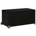 moobody Garden Storage Box with Wheels Black Poly Rattan Storage Container Deck Box Garden Tool Organization for Patio Lawn Poolside Outdoor Furniture 47.2 x 25.6 x 24 Inches (L x W x H)