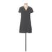 DKNY Casual Dress - Shift V Neck Short sleeves: Black Print Dresses - Women's Size Large