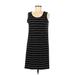 Max Studio Casual Dress - Mini Scoop Neck Sleeveless: Black Stripes Dresses - Women's Size Medium