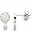 Leonardo Ciao Arida Silbernes Damen Ohrstecker Set aus Edelstahl mit Perlmutt Plättchen und Glaskristallen, Durchmesser 0,8 cm, Schmuck Geschenk für Frauen 023299