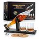 Exreizst Whisky Decanter,Whiskey Decanter and Glass Set (650ml) Whiskey Decanter for Liquor, Bourbon, 2 Whisky Glasses,Whiskey Gift Sets for Men Christmas Gifts for Dad Husband Boyfriend Father's Day