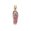 14ct Two Tone Gold Pink Simulated Opal Flip Flop Diamond Accent Pendant Necklace Jewelry Gifts for Women