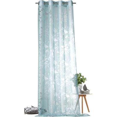 Vorhang WECKBRODT "Shorty" Gr. 1, blau (pastellblau), B:140cm H:245cm, Ausbrenner, Polyester, Viskose, Gardinen, Ausbrenner, Allover,transparent,Motiv Vögel und Zweige, Gardine, Store Image
