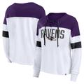 Women's Fanatics Branded White/Purple Baltimore Ravens Plus Size Even Match Lace-Up Long Sleeve V-Neck Top