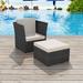 Orren Ellis Patio Chair Outdoor Sofa Wicker Lounge Chair w/ Stool Poly Rattan Wicker/Rattan in Gray/Black/Indigo | 28.7 H x 67 W x 68 D in | Wayfair