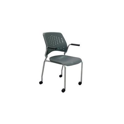 300 Lb. Capacity Gray Mobile Stacking Classroom Chair w/Armrests