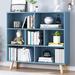 George Oliver en Open Shelf Bookcase - 3-Tier Floor Standing Display Cabinet Rack w/ Legs, 7 Cubes Bookshelf in Blue | Wayfair