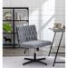 Latitude Run® Magena Armless Cross legged Velvet Office Chair without Wheels, Wide Seat & Rocking Back Upholstered in Gray/Black | Wayfair