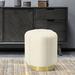 Everly Quinn Accent Stool Wood/Upholstered in White/Brown | 17.7 H x 15.7 W x 15.7 D in | Wayfair F8A549AEA3AD4AB599B2322BA49F6825