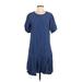 Just Female Casual Dress - Shift: Blue Solid Dresses - Women's Size X-Small