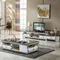 Linlamlim mn-Ensemble de meubles de salon en acier inoxydable, meuble TV pliable en marbre et table