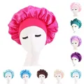 Hair Bonnet for Sleeping Silk Nightcap Satin Elastic Narrow Brim Shower Cap Round Hat Home Hair Care