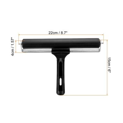 8Inch Rubber Roller Brayer Hard Rubber Tools for Wallpaper Printmaking - Black - 8 Inch