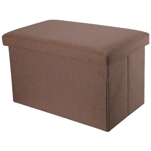 Sitzbank mit Stauraum 49x30x30 cm in bernstein braun – Faltbare Sitzbank und Deckel aus Stoff in