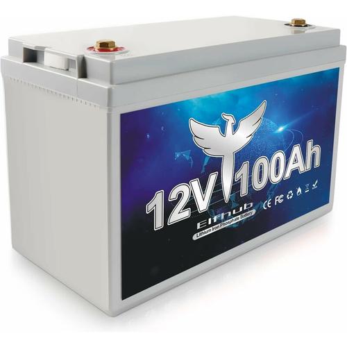 LifePO4 12V 100Ah mit über 4000+ Tiefzyklen und 100A bms, Autobatterie für Solaranlage, Wohnmobil,