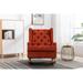 Fabric Upholstered Rocking Chair with Button-Tufted Backrest and Padded Seat, Accent Chair with Padded Seat and Wood Legs