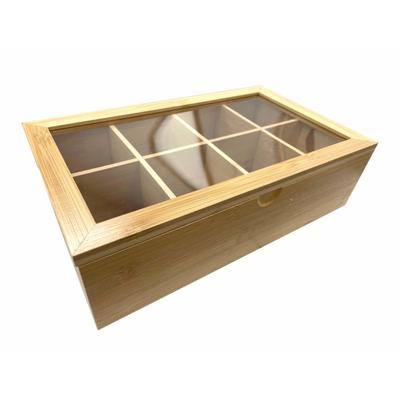 Bamboo Tea Box With 8 Compartments, 12.5" X... - 12.5" x 7.5" x 3.5"