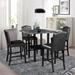 5 PCS Faux Marble Kitchen Dining Table Set for 4 Persons with 4 Chairs, Black