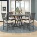 5 Piece Kitchen Dining Set for 4 Persons, Retro Round Table Special-Shaped Legs & an Exquisitely Designed Hollow Chair Back,Gray