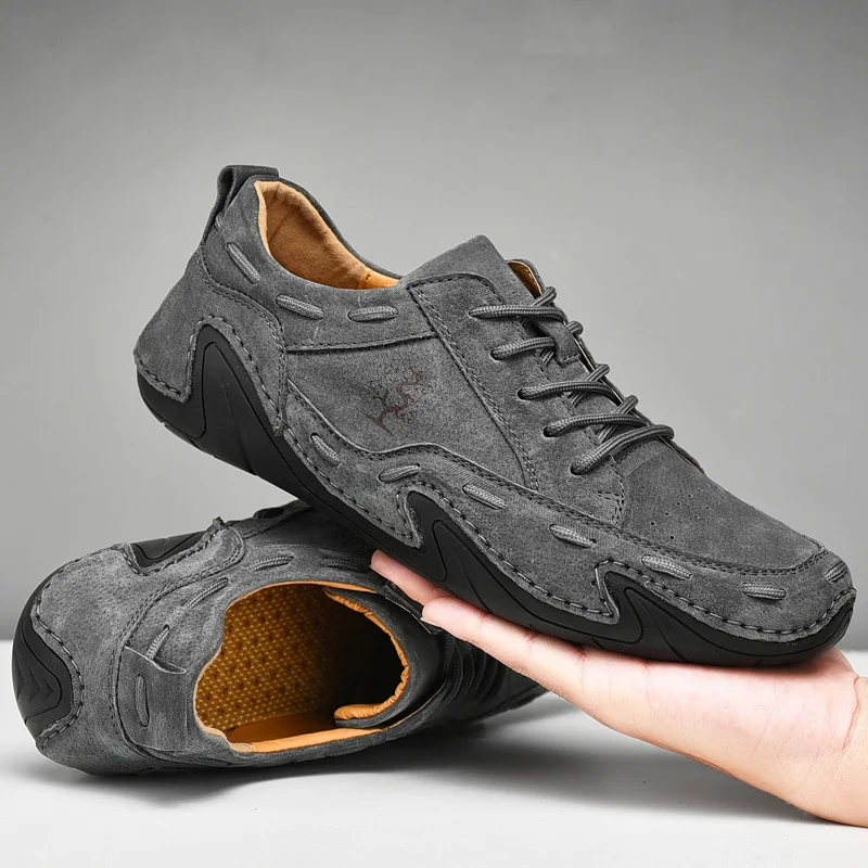 Outdoor Männer Casual Schuhe Männer Wildleder Leder Turnschuhe Handgemachte Atmungsaktive Herren Loafer Mokassins Luxus Marke Boot Schuhe Plus Größe