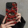 Gruselige gruselige rote Augen Muster Soft Phone Case für iPhone 15 14 12 11 13 Pro Max 14Plus 12 13