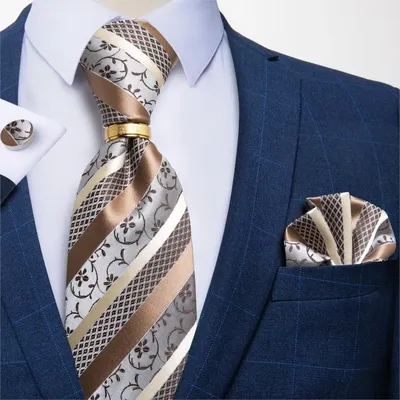 DiBanGu Designer Mens Krawatte Striped Floral Paisley Silk Krawatte Tasche Platz Manschettenknöpfe