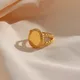 2022 neue Feine Poliert Oval Form Twist Ring Band Reales Gold Überzogene Titan Stahl Ring Für Frauen