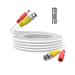 FITE ON 50FT White Security Camera Cable All-in-One BNC Video and Power CCTV Security Camera Cable Wire with Fmale Connector for Security Camera System