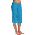 iOPQO Women Fashion Solid Color Cotton Flax Elastic Long Pants Beach Leisure Trousers Crop Length Pants Women s Pants Linen Pants Women Lounge Pants Women Wide Leg Pants Woman Blue M