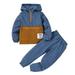 4T Toddler Baby Boys Clothes Baby Boys Outfits 4T Baby Boys Long Sleeve Hooded Top Pants 2PCS Set Blue