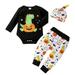 Youmylove Two Piece Girls Outfits Baby Boys Girls Pumpkin Romper Cartoon Pants Hat Outfits Set