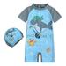 Teen Boys Swim Suits Toddler Kids Baby Boys Girls Swimsuit 1 Piece Zipper Bathing Suit Swimwear With Hat Rash Guard Surfing Suit UPF 50+ Toddler Boy