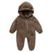 ZRBYWB Girls Romper Baby Girl Boy Cute Solid Long Sleeve Cartoon Ear Footed Hooded Zipper Romper Warm Jumpsuit Outfits Clothing For Kids