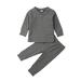 Youmylove Two Piece Girls Outfits Sets Boy Ribbed Clothes Girl Tracksuits Shirts Pants Baby Solid Kids Toddler Girls Outfits Set