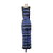 Marc New York Andrew Marc Casual Dress - Maxi: Blue Graphic Dresses - Women's Size 2
