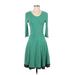 Matilda Jane Casual Dress - Fit & Flare: Green Solid Dresses - Women's Size X-Small