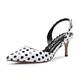 Castamere Pointed Toe Slingback Court Shoes Womens Mid Kitten Heel Pumps Closed Toe Sandals 2.4 in Heel Patent White Polka Dots Print Pump EU 43