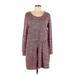 Just Fab Casual Dress - Sweater Dress: Red Marled Dresses - Women's Size Large