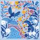 Women's Double Sided Silk Scarf Of Blue Birds Jessie Zhao New York