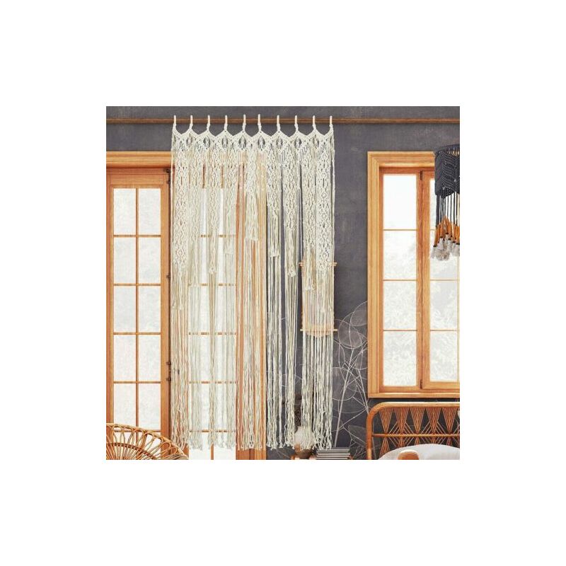 Boho Makramee Wandbehang Tapisserie Tür Fenster Vorhang Hochzeit Hintergrund Wandteppich 180×90 cm