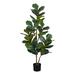 Artificial Plant, 49" Tall, Fiddle Tree, Indoor, Faux, Fake, Floor, Greenery, Potted, Real Touch, Decorative, Green Leaves