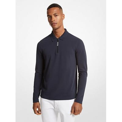 Michael Kors Cotton Long-Sleeve Polo Shirt Blue M