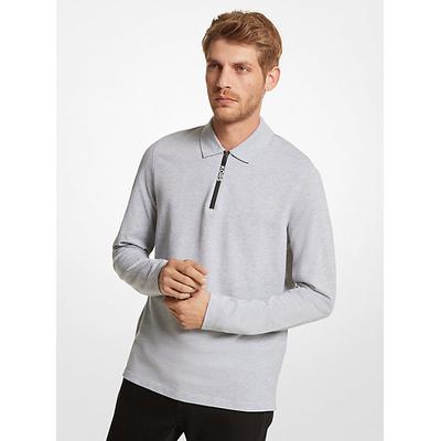 Michael Kors Cotton Long-Sleeve Polo Shirt Grey XS