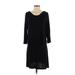 Gilligan & O'malley Casual Dress - DropWaist Scoop Neck 3/4 sleeves: Black Solid Dresses - Women's Size Small