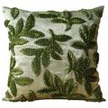 The HomeCentric Pack of 2, 55x55 cm (22"x22") Square Decorative Cushion Covers, Green Silk Pillowcase with Satin Ribbon Embroidery, Floral Throw Pillowcase, Art Deco Cushion Covers UK - Leafy Days