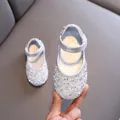 Chaussures en cuir biscuits pour filles chaussures de princesse à nœud perlé chaussures simples