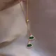 New Fashion 14K Real Gold Emerald Sector Crystal Chain Pendant Necklace for Women High Quality AAA