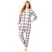 Plus Size Women's Holiday Print Onesie Pajama by Dreams & Co. in Pink Grey Buffalo Plaid (Size 18/20)