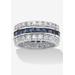 Women's 6.66 Tcw Blue Cz White Cz Accent Silvertone Eternity Band by PalmBeach Jewelry in Blue (Size 10)